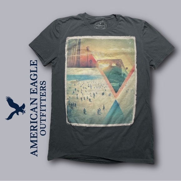 American Eagle Outfitters Other - American Eagle Unisex Gray beach surfer summer graphic t-shirt - size xs